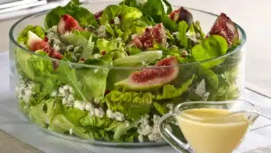 Salada verde de figo com presunto