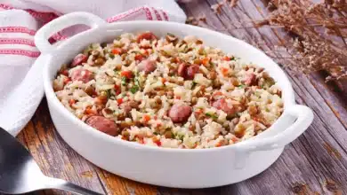 Arroz com lentilha e calabresa