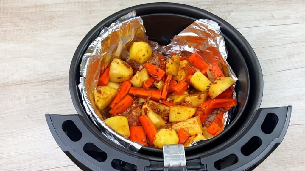 Frango com legumes na airfryer